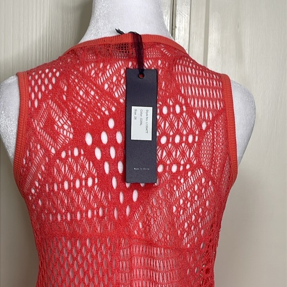 NWT Lily by Firmiana Women's Asymmetrical Orange Crochet Knit Tunic Top, Size 2X - Picture 7 of 12